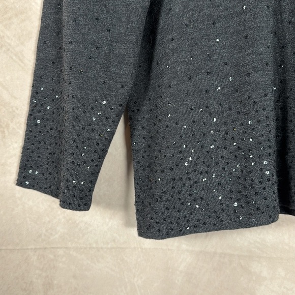Eileen Fisher 100% Merino Wool Sweater Womens PL Sequins VNeck Festive Luxury - Picture 5 of 10